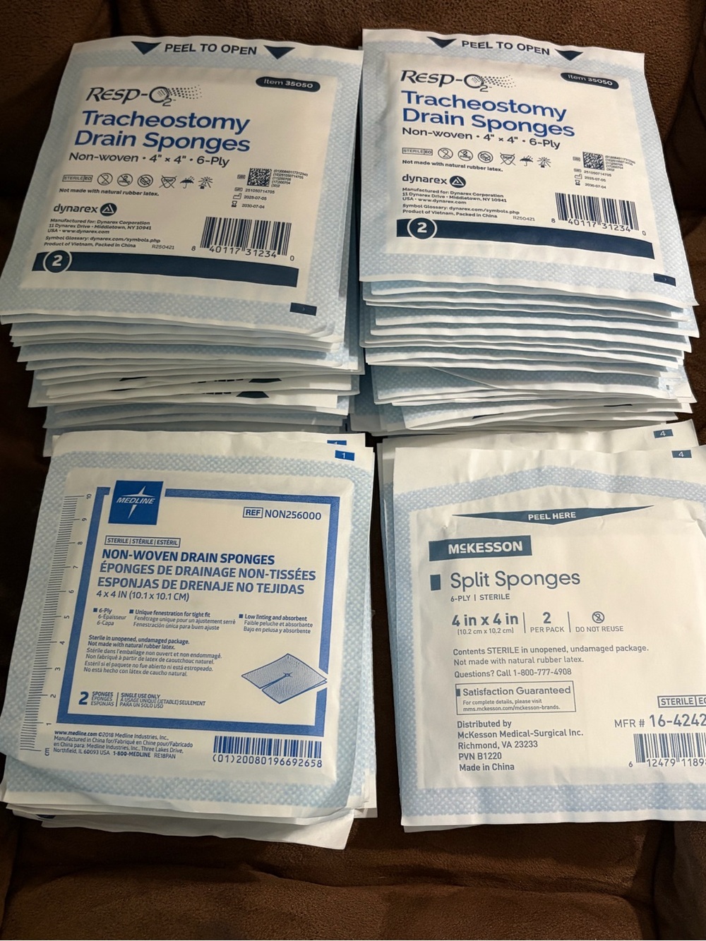 Bundle of 106 split 4x4 drain sponges pads NEW